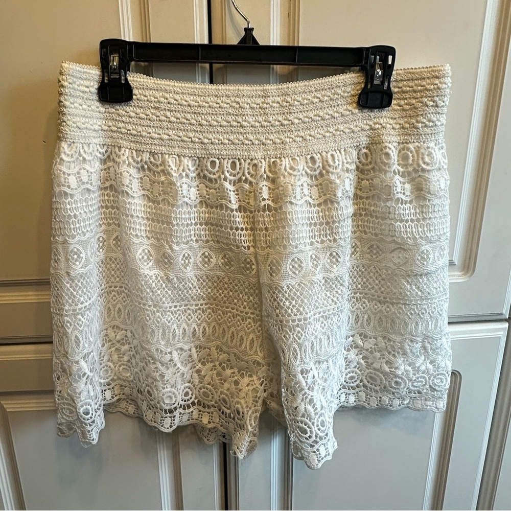 White Crochet Lace Mini Shorts